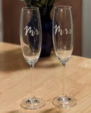 Glassware, Mr, Mrs Champagne Flutes